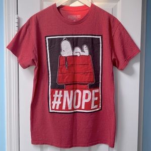 “#Nope” Cute Graphic Snoopy Red Tee Shirt PEANUTS From 2018 Collection Size M !!